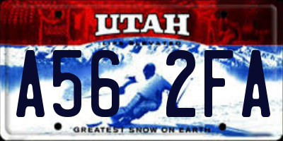 UT license plate A562FA