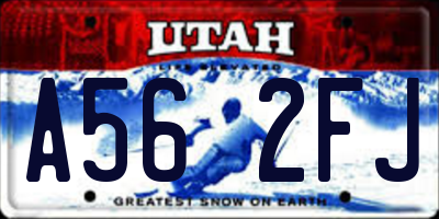 UT license plate A562FJ