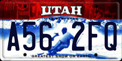 UT license plate A562FQ