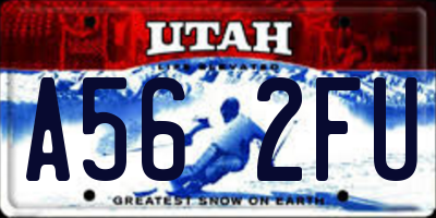 UT license plate A562FU