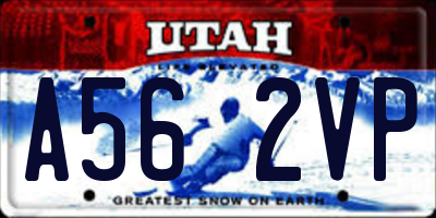 UT license plate A562VP