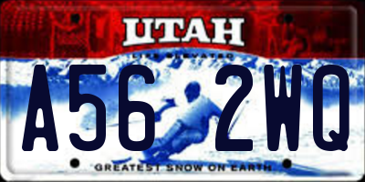 UT license plate A562WQ