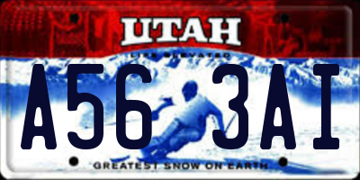 UT license plate A563AI
