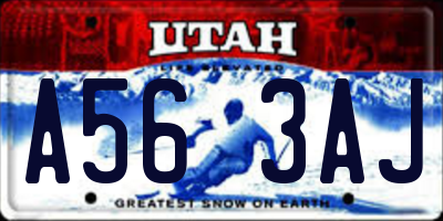 UT license plate A563AJ