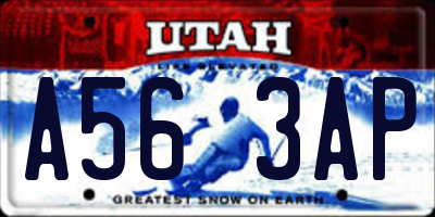 UT license plate A563AP