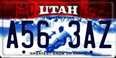 UT license plate A563AZ