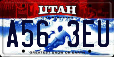 UT license plate A563EU