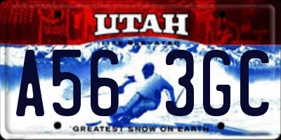 UT license plate A563GC