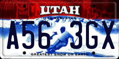 UT license plate A563GX