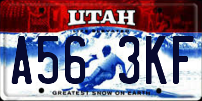 UT license plate A563KF
