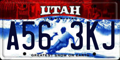 UT license plate A563KJ