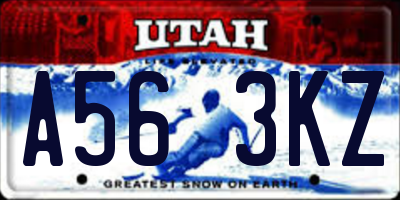 UT license plate A563KZ