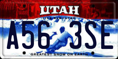 UT license plate A563SE