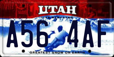 UT license plate A564AF
