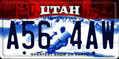 UT license plate A564AW