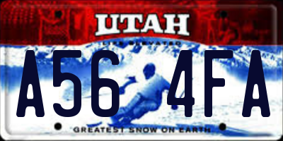 UT license plate A564FA