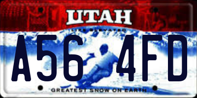 UT license plate A564FD