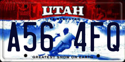 UT license plate A564FQ