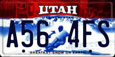UT license plate A564FS