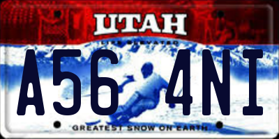 UT license plate A564NI