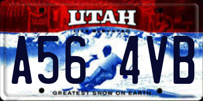 UT license plate A564VB