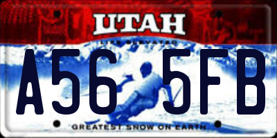 UT license plate A565FB