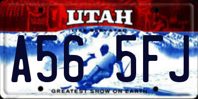 UT license plate A565FJ