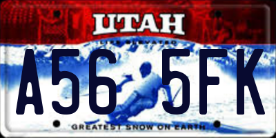 UT license plate A565FK