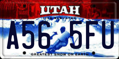UT license plate A565FU