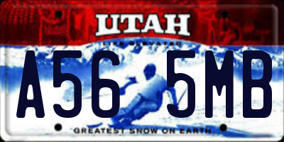 UT license plate A565MB