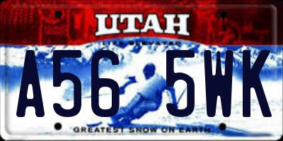 UT license plate A565WK