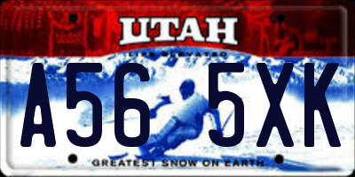 UT license plate A565XK