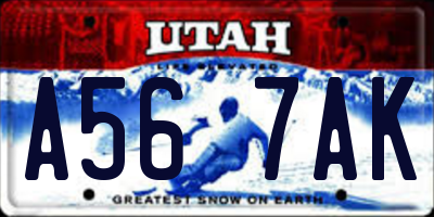 UT license plate A567AK