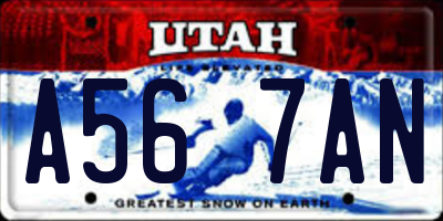 UT license plate A567AN