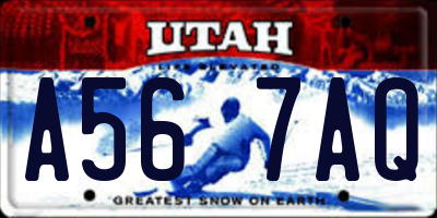 UT license plate A567AQ