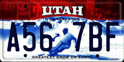 UT license plate A567BF