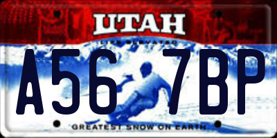UT license plate A567BP