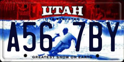 UT license plate A567BY