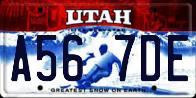 UT license plate A567DE