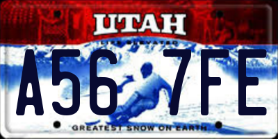 UT license plate A567FE