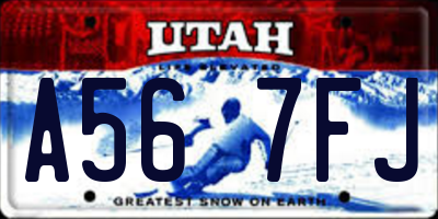 UT license plate A567FJ