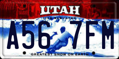 UT license plate A567FM
