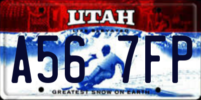 UT license plate A567FP