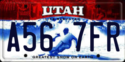 UT license plate A567FR