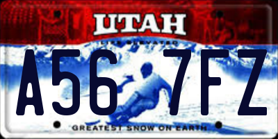 UT license plate A567FZ