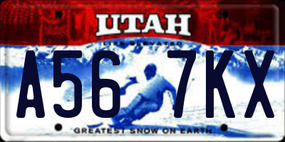 UT license plate A567KX