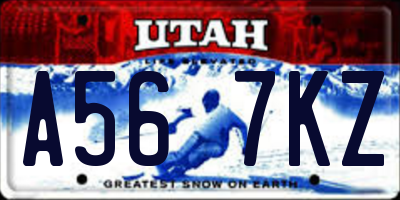 UT license plate A567KZ