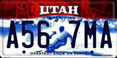 UT license plate A567MA