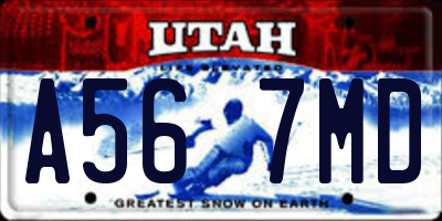 UT license plate A567MD