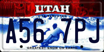 UT license plate A567PJ
